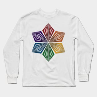 LGBTQ Rainbow Pride Flag Colored Geometric Starburst Long Sleeve T-Shirt